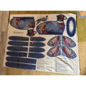 Blue Ring Necked Pheasant Bird Fabric Panel Cut And Sew Vintage Cranston Print